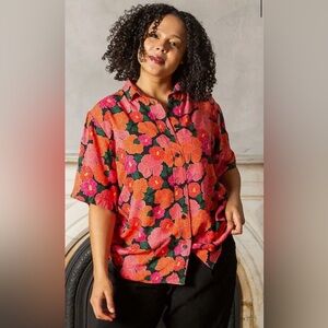 Vibrant Floral Button-Down Shirt